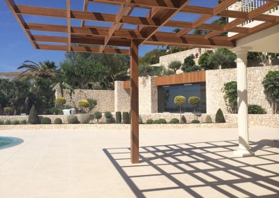 Polished tile in swimming pool